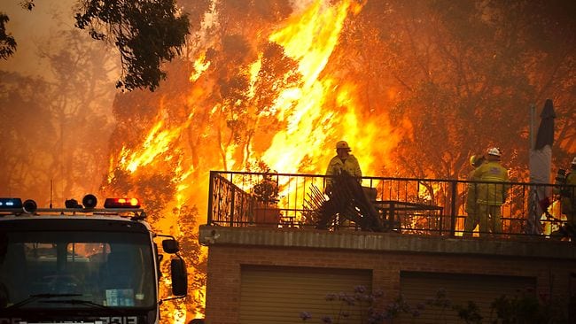 Bushfire near a house